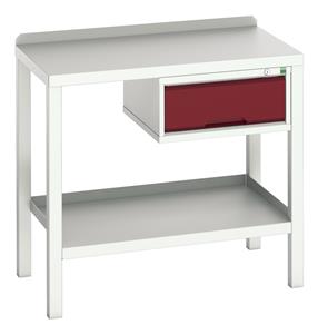 16922600.** verso welded bench with 1 drawer cab & steel top. WxDxH: 1000x600x910mm. RAL 7035/5010 or selected